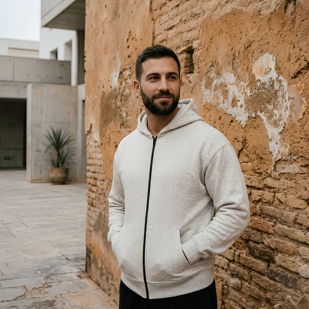 SWEAT À CAPUCHE Zip Basique - Gris