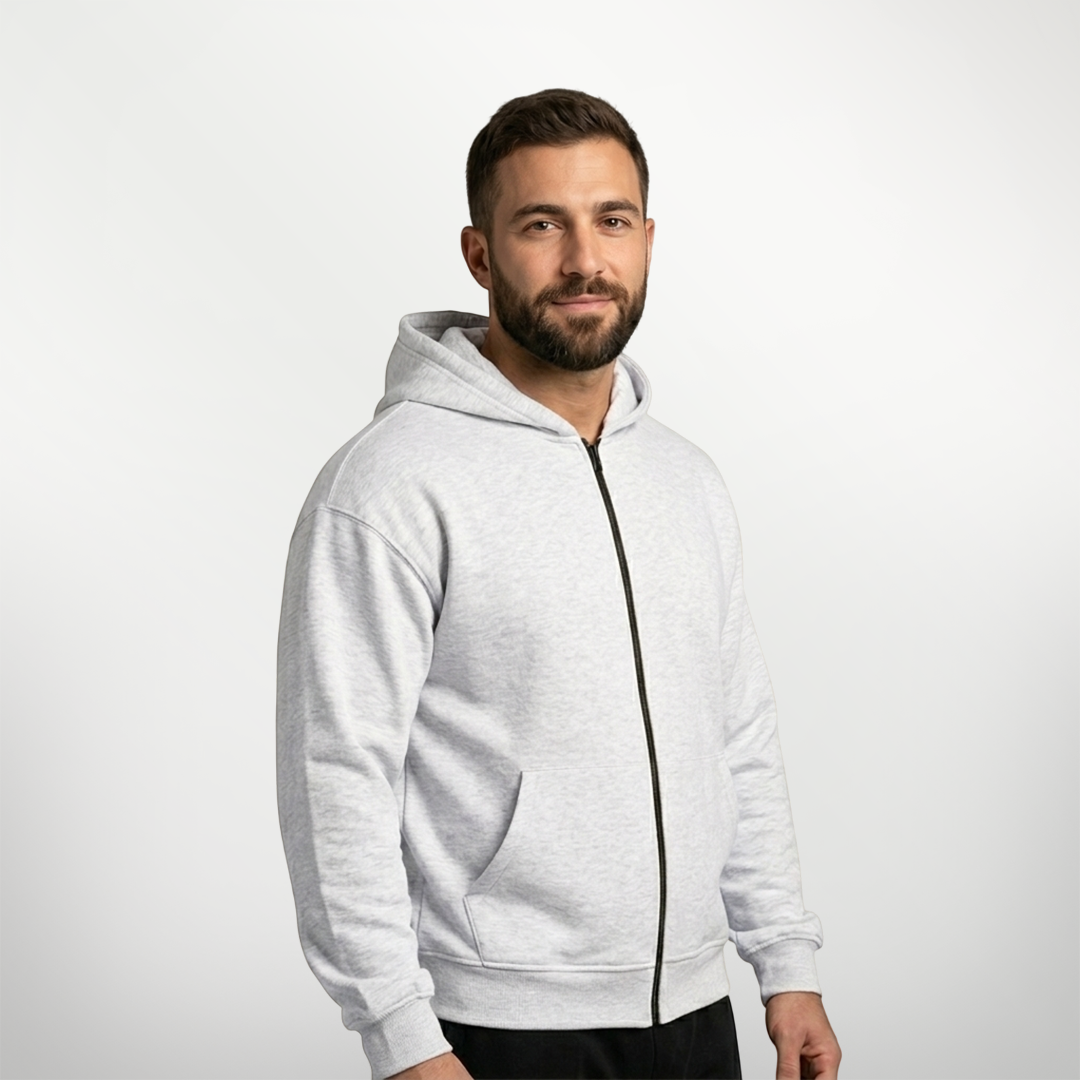 SWEAT À CAPUCHE Zip Basique - Gris