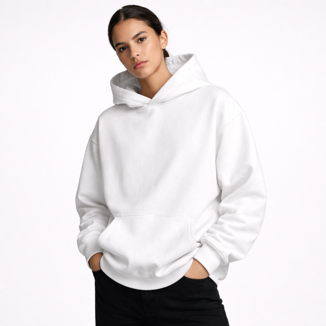 SWEAT À CAPUCHE BASIQUE - Blanc Femme