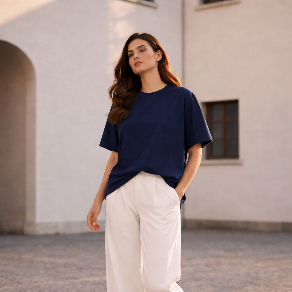 T-SHIRT Oversize Femme - Bleu