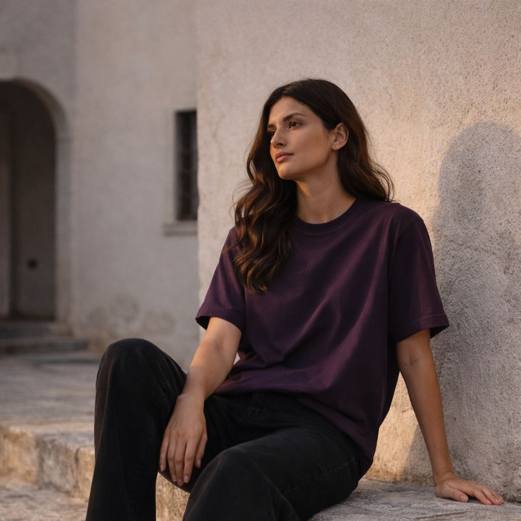 T-SHIRT Oversize Femme - Bordeaux violacé