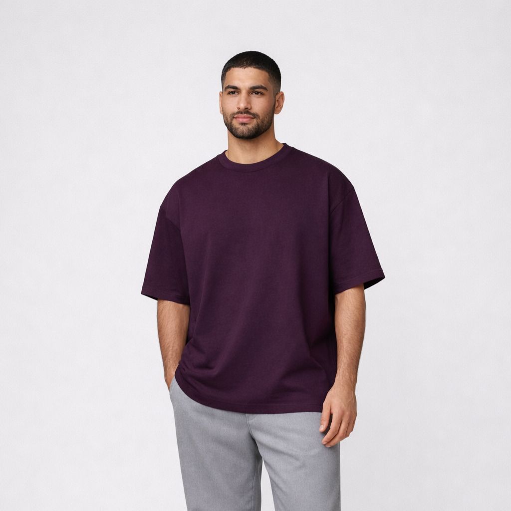 T-SHIRT Oversize Homme - Bordeaux violacé